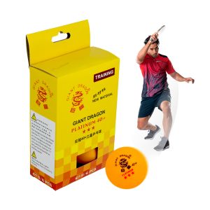 Bolinha de tênis de mesa 3 estrelas Giant Dragon - cnj com 6 und - laranja - caixa diagonal e 06 bolinhas