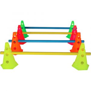 Cone de sinalização 23cm de PVC fluorescente com furos para hastes Pista e Campo