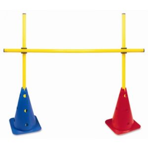 Obstáculo para treinamento com 2 cones de 38cm com furos, 3 hastes 1m e 2 presilhas Pista e Campo