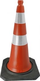 Cone de sinalização semi flexível refletivo 75cm com base de borracha Telbras