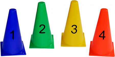 Cones de plástico 23cm numerados Pista e Campo - cnj com 10 und