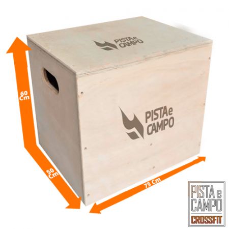Caixa de madeira para saltos Plyo Box pliometrico Crossfit 60 x 75 x 50 cm Pista e Campo